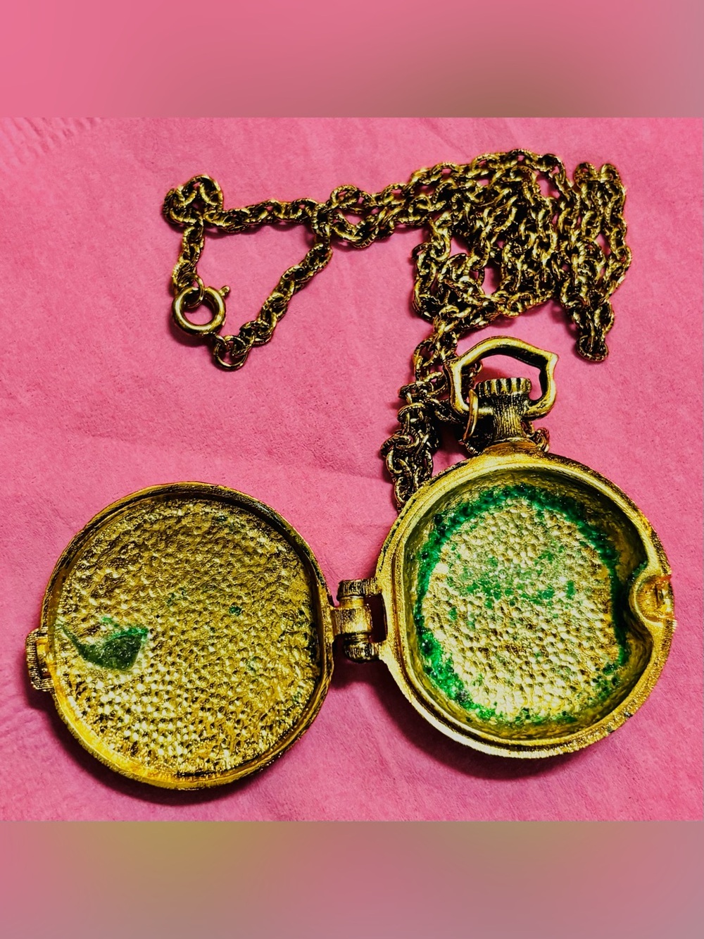 Mary Chess Locket for Watkins Solid Perfume Brown Rhinestones Pocket Watch Motif - Picture 4 of 4
